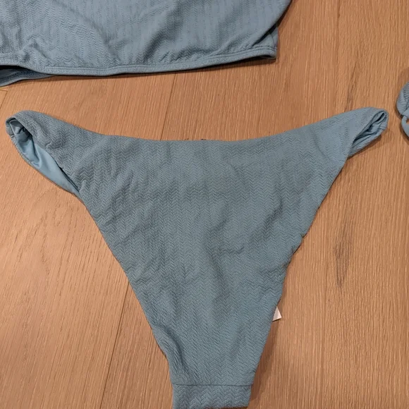 Three Piece Dusty Teal\Blue Bikini Set - Picture 6 of 13